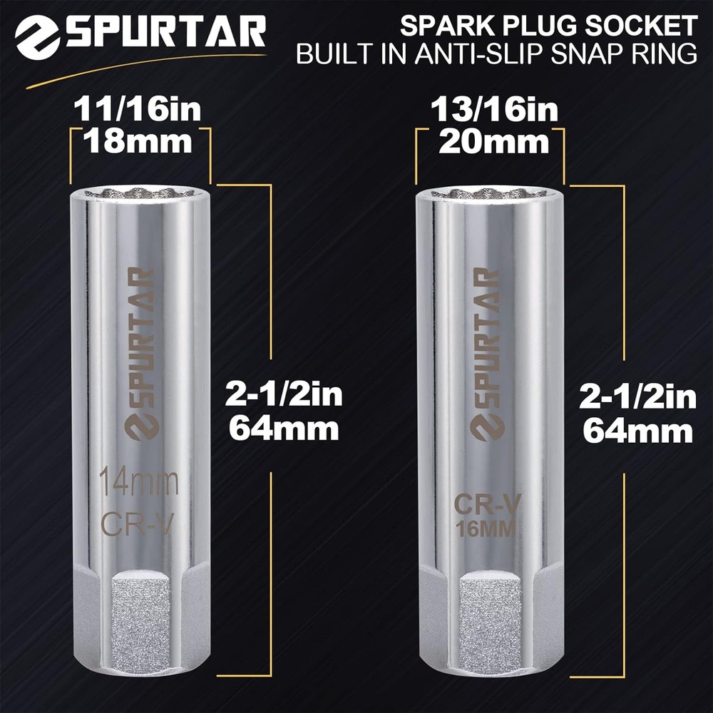 14mm 16mm Spark Plug Socket Set Thin Wall 12-Point 14mm & 16mm Set