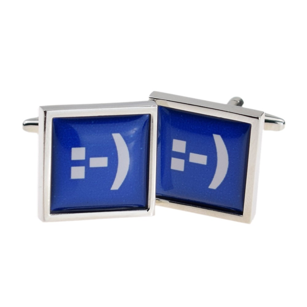 Text Speak Smiling Face Cufflinks X2BOCSB029