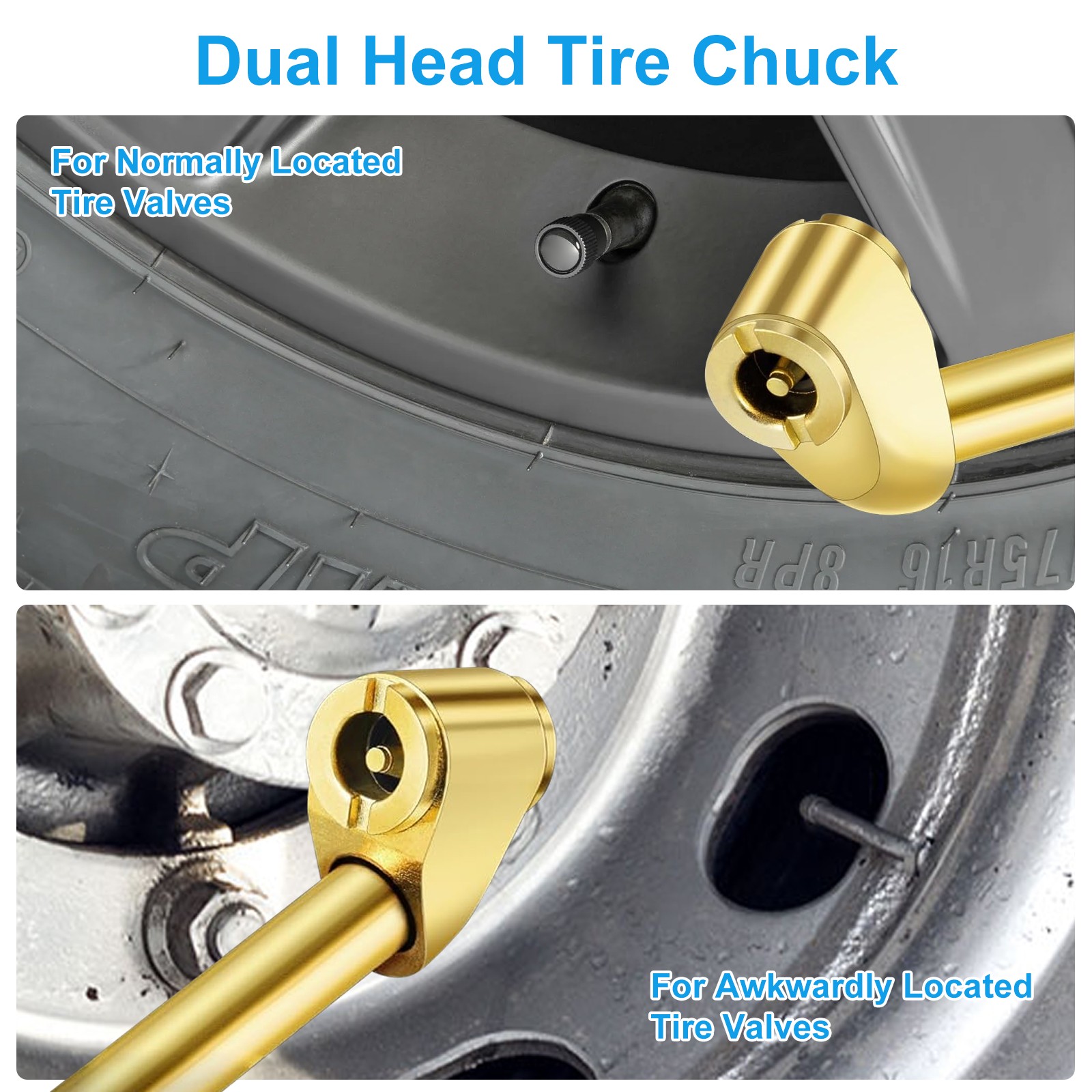 Dual Head & Ball-End Air Chuck Kit 1/4" NPT Thread, Quick Connect for Car Truck