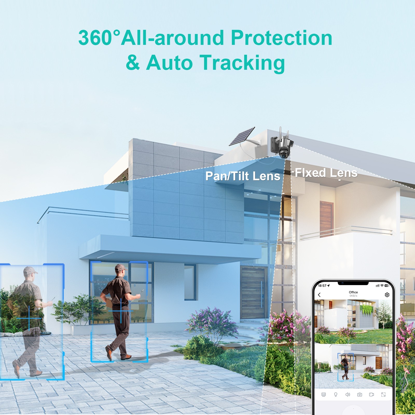 5G 8MP Wireless Solar Powered Camera Outdoor WiFi 4K PTZ Home Security Camera