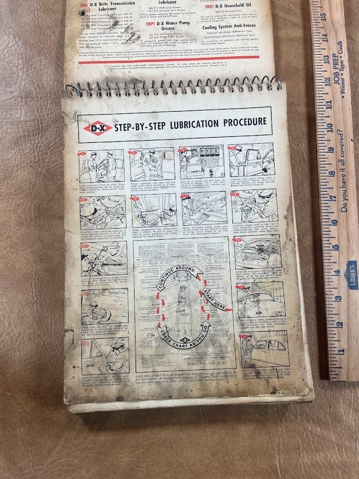 DX Oil Lubrication Chek Chart 1952 Shop Manual