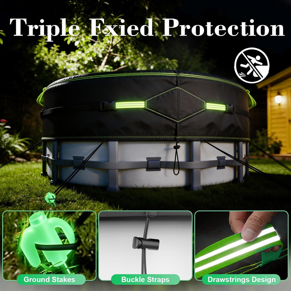 18Ft Round Safety Solar Pool Cover - UV Protected, Windproof & Tear Resistant