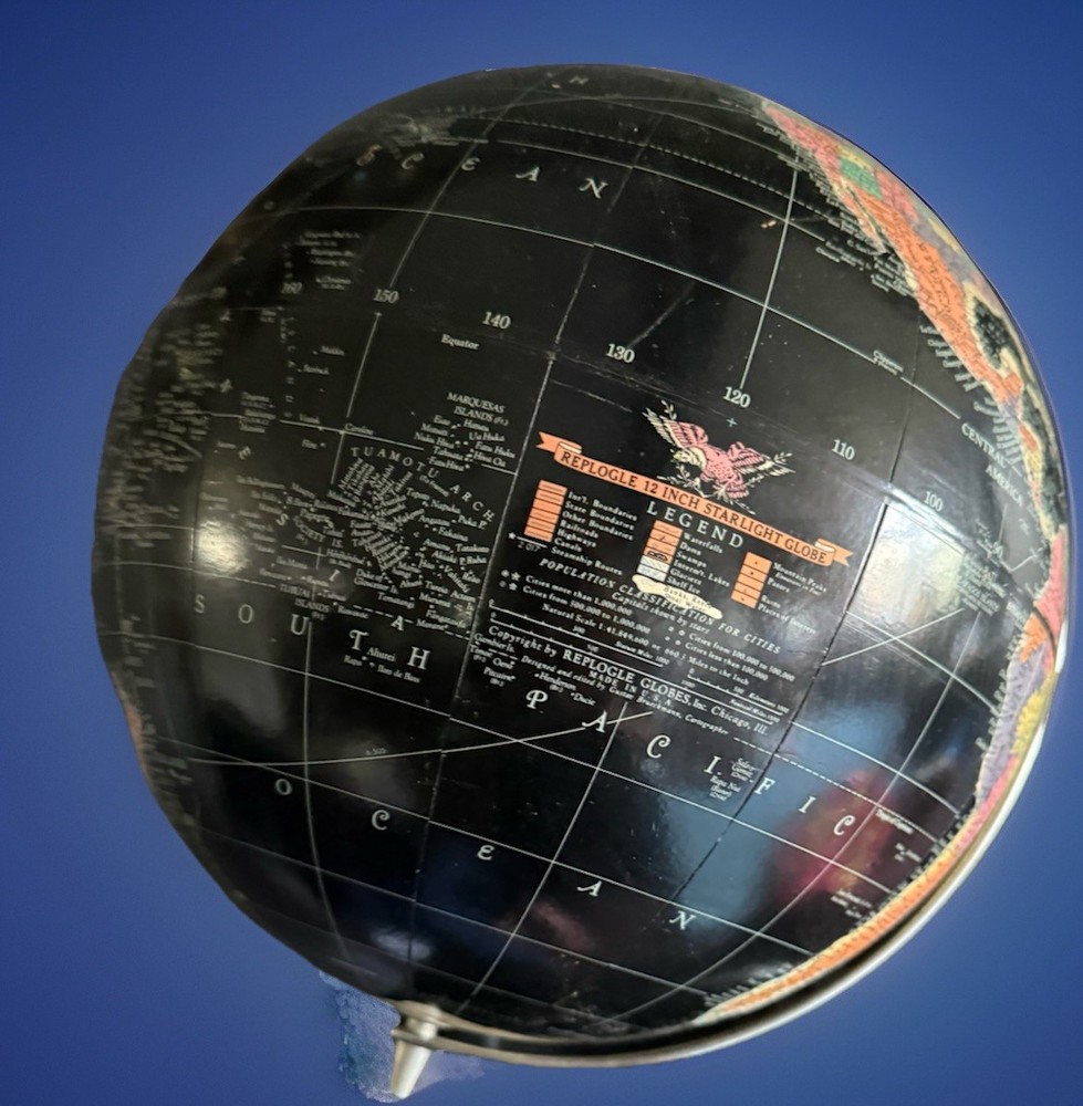 VTG MCM Replogle Starlight Globe Black Maps Atlases World & Celestial