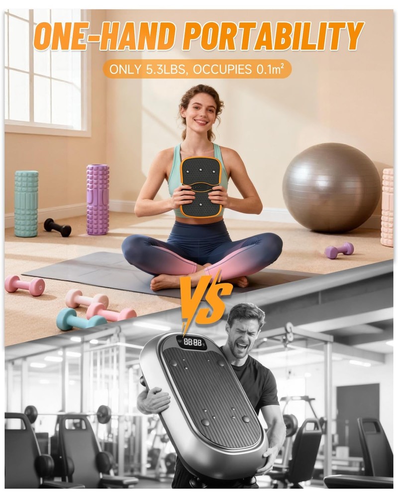 Mini Vibration Plate Machine – Portable, Wireless, Rechargeable Quiet Platefo...