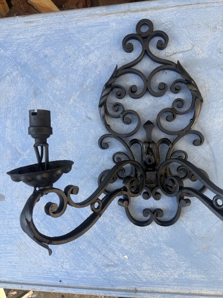 Vintage Wrought Iron Wall Light Sconce