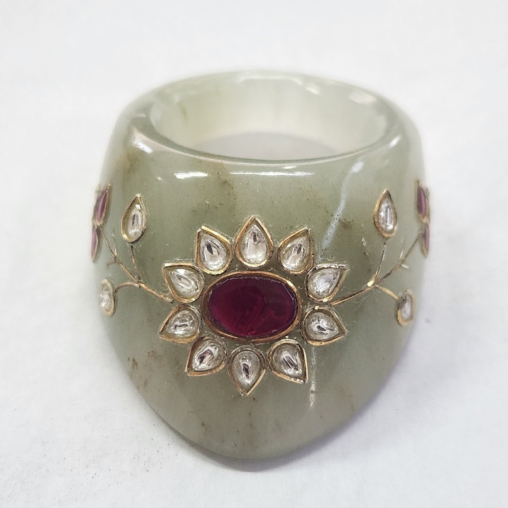 Rare Islamic Handmade Mughal Jade Stone Archer Ring.