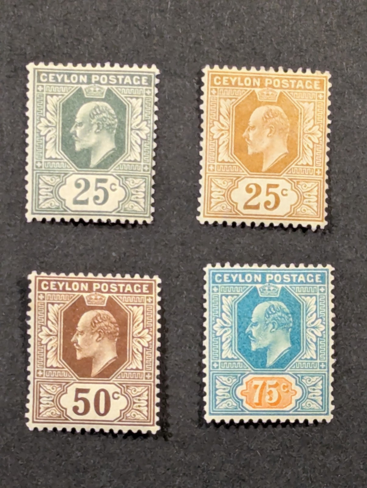 CEYLON 1903-1910 King Edward VII Sc#171,173,174,187,189,190 MVLHOG - CLEAN SET!