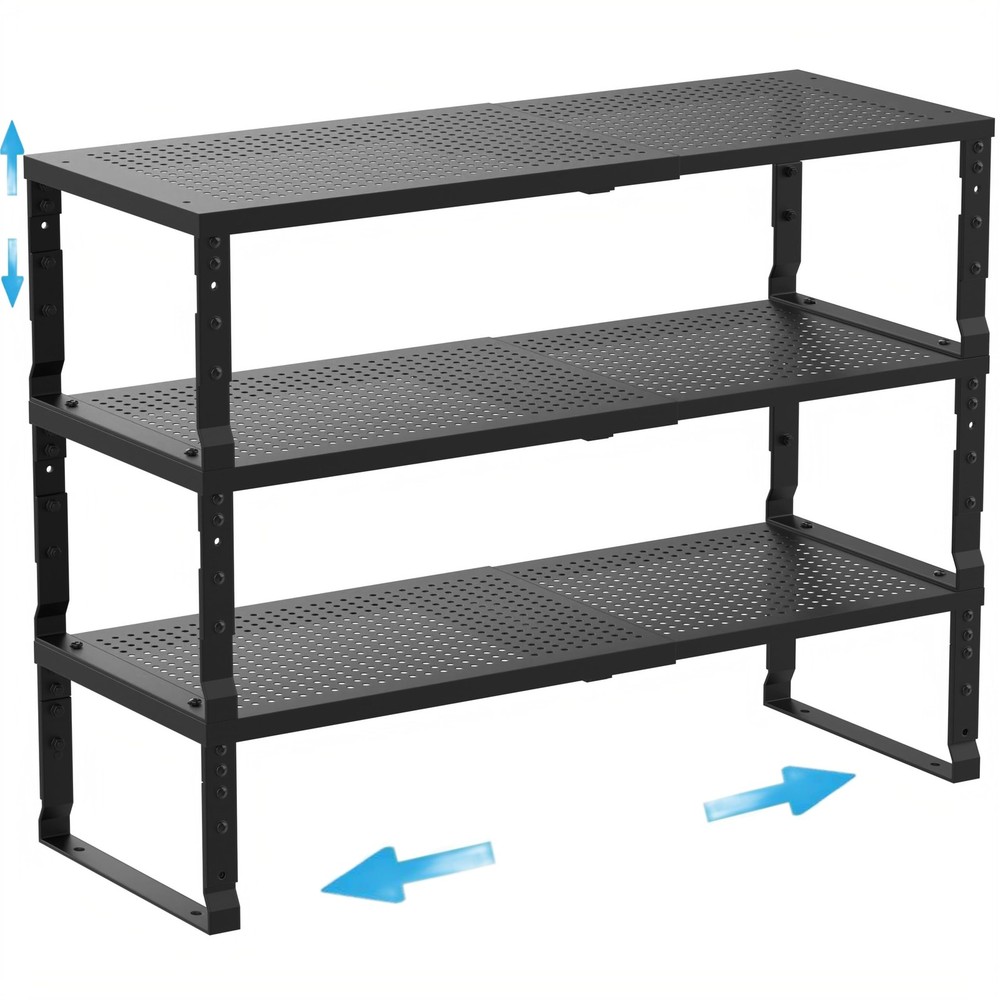 Expandable Spice Rack Kitchen Cabinet Shelf Organizer, Stackable Storage Shel...