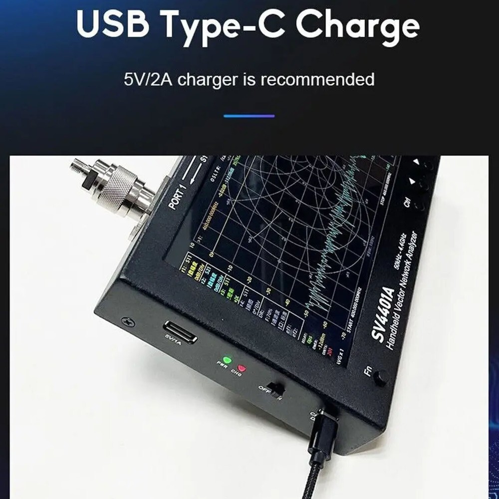 SV4401A 7 inch Touch 50KHz-4.4GHz VNA Vector Network Analyzer Lcd 100dB Dynamic
