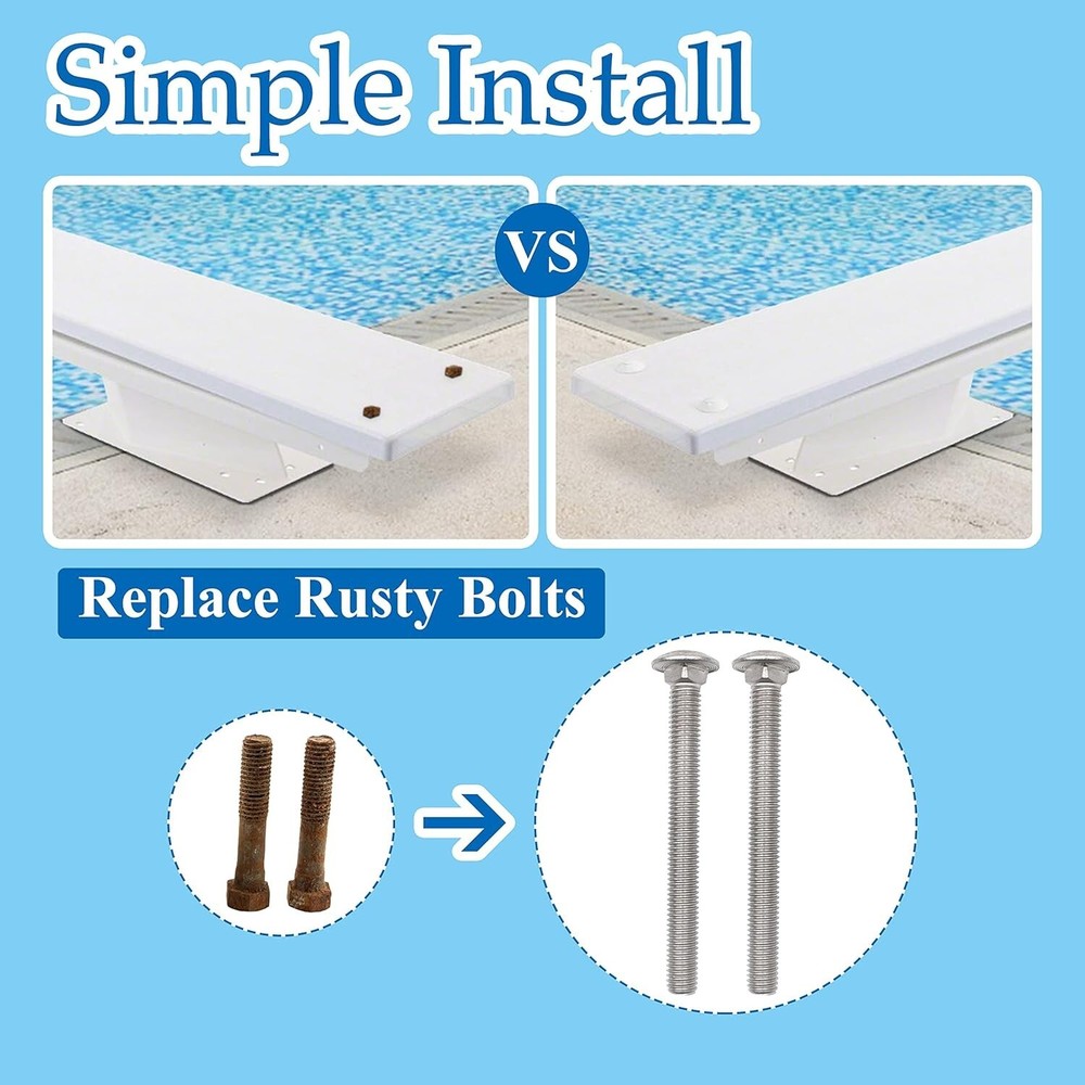Diving Board Mounting Kit White 2-Hole Hardware Easy Install Durable Replacement