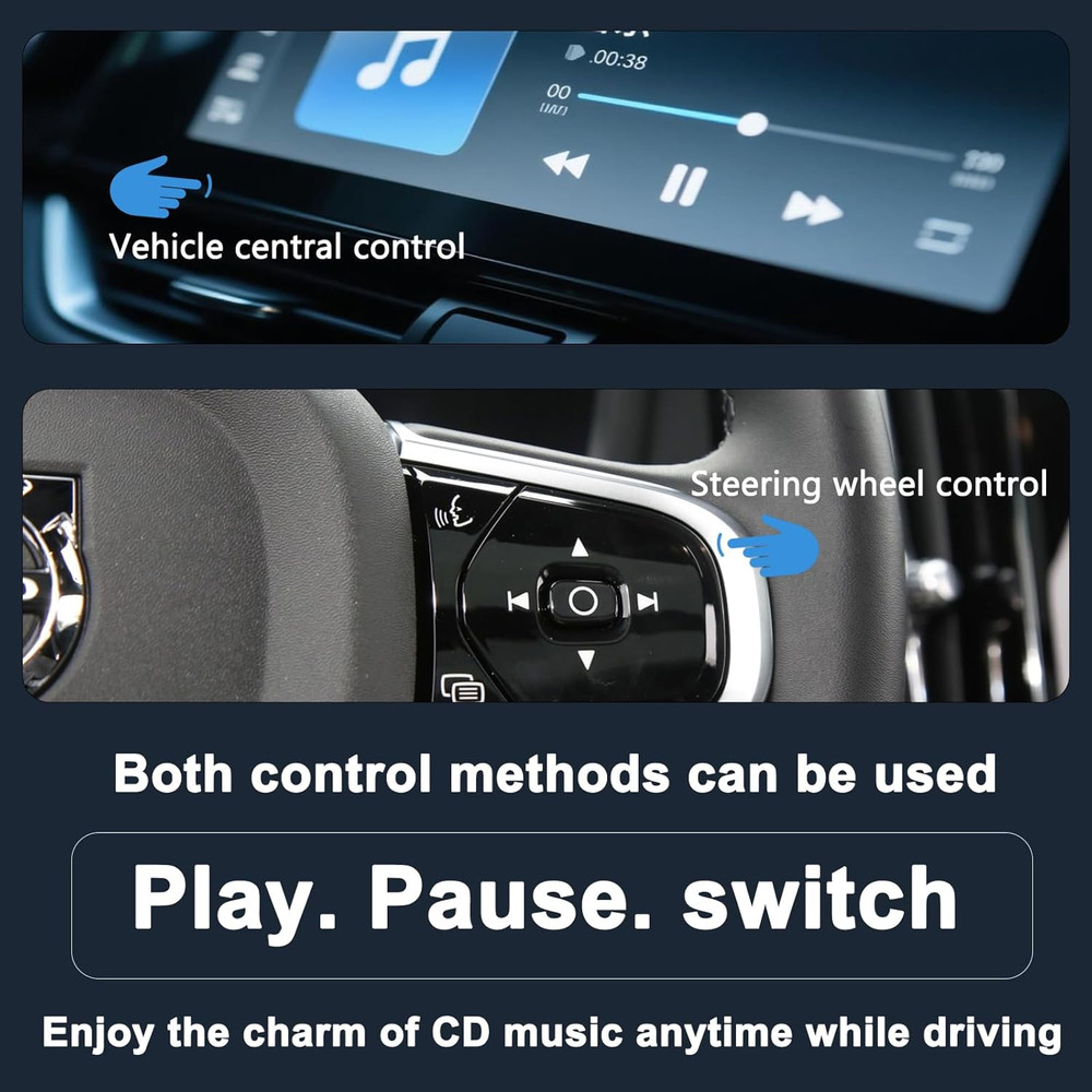 Portable CD Player for Car, External USB Compact Disc Drive for Vehicles without