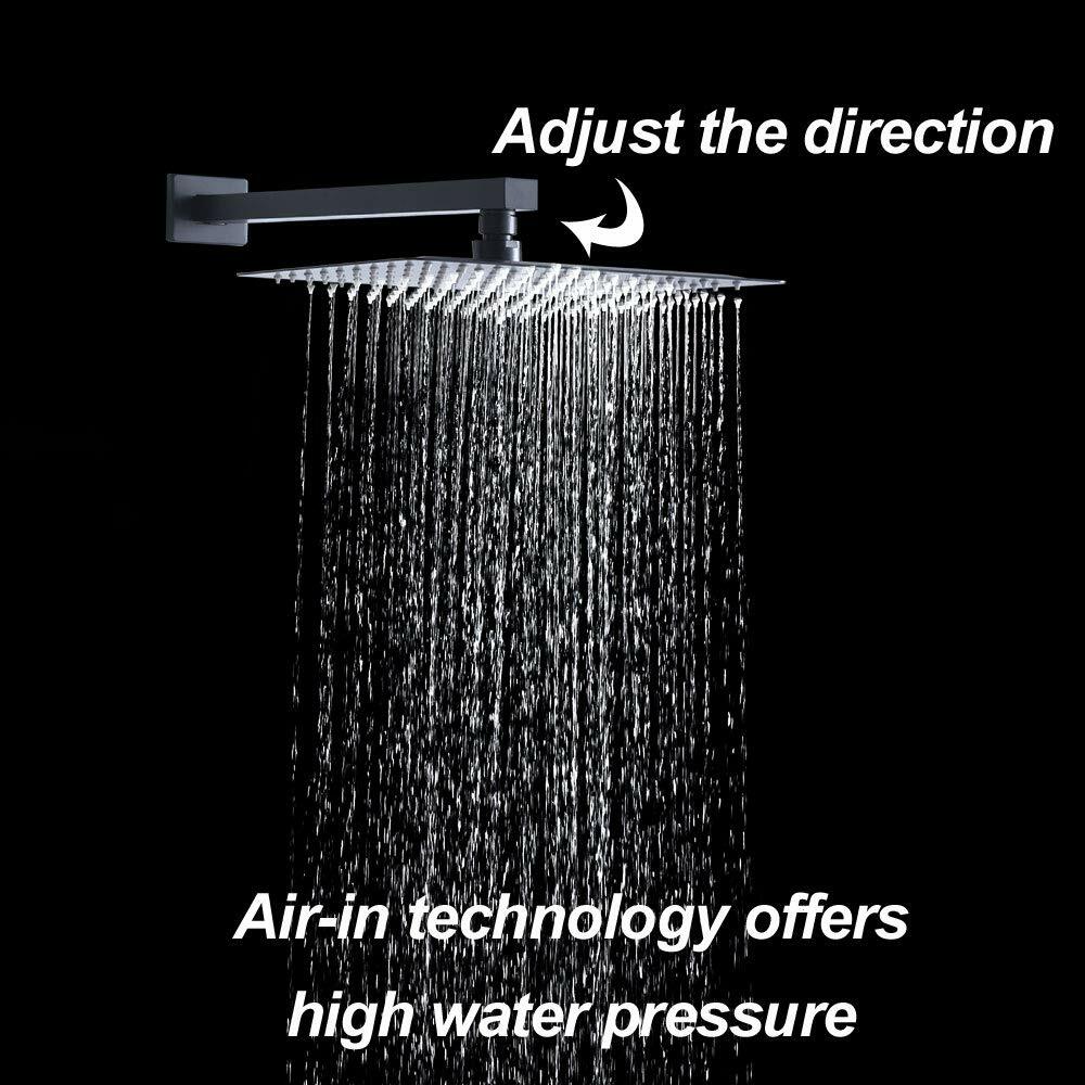 Matte Black Shower System Set Bathroom 16 inch Rainfall Mixer Shower Combo Set