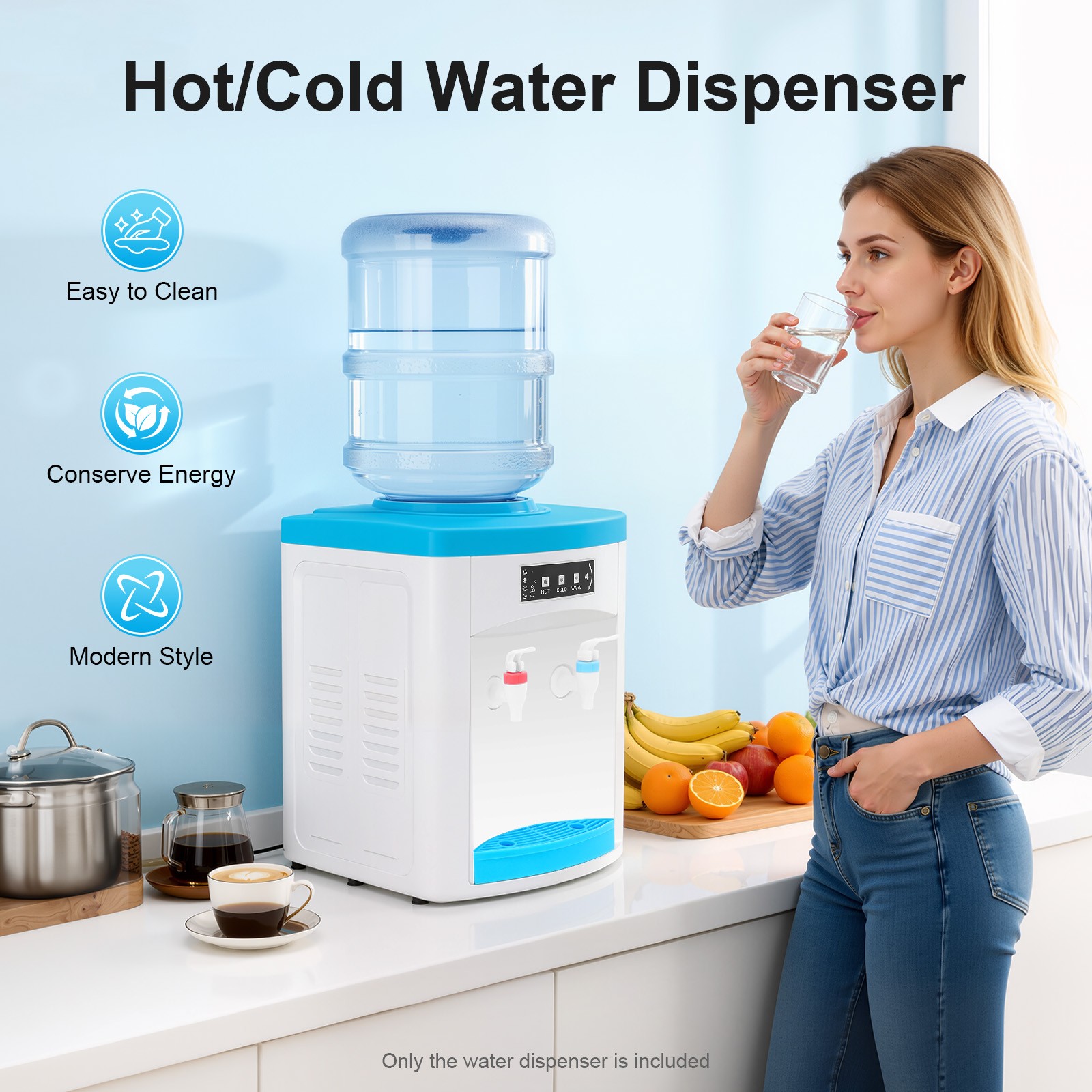 5 Gallon Hot Cold Water Dispenser Countertop Water Cooler Dispenser TOP Loading