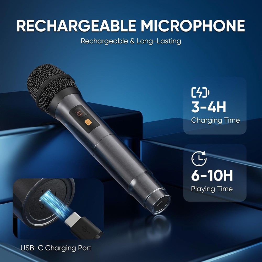 Karaoke Machine, Portable Bluetooth Speaker with 3 Wireless Microphones for A...