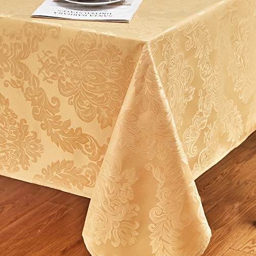 Rectangle Table Cloth Linen Farmhouse Stainproof 104" x 60" (Rectangular) Gold