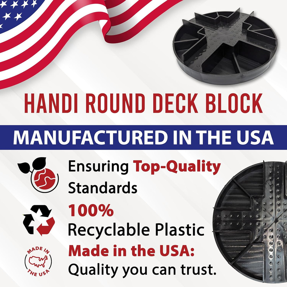 USA Made Original round Foundation Block (10-Pack) – Durable Deck Support & Floa