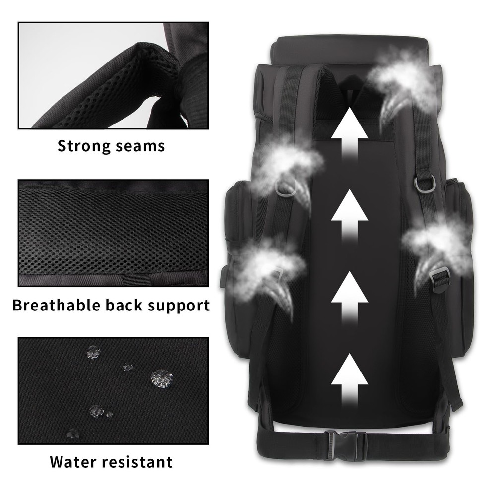80L Hiking Backpack Large Capacity Tactical Durable Frame Molle Rucksack with...