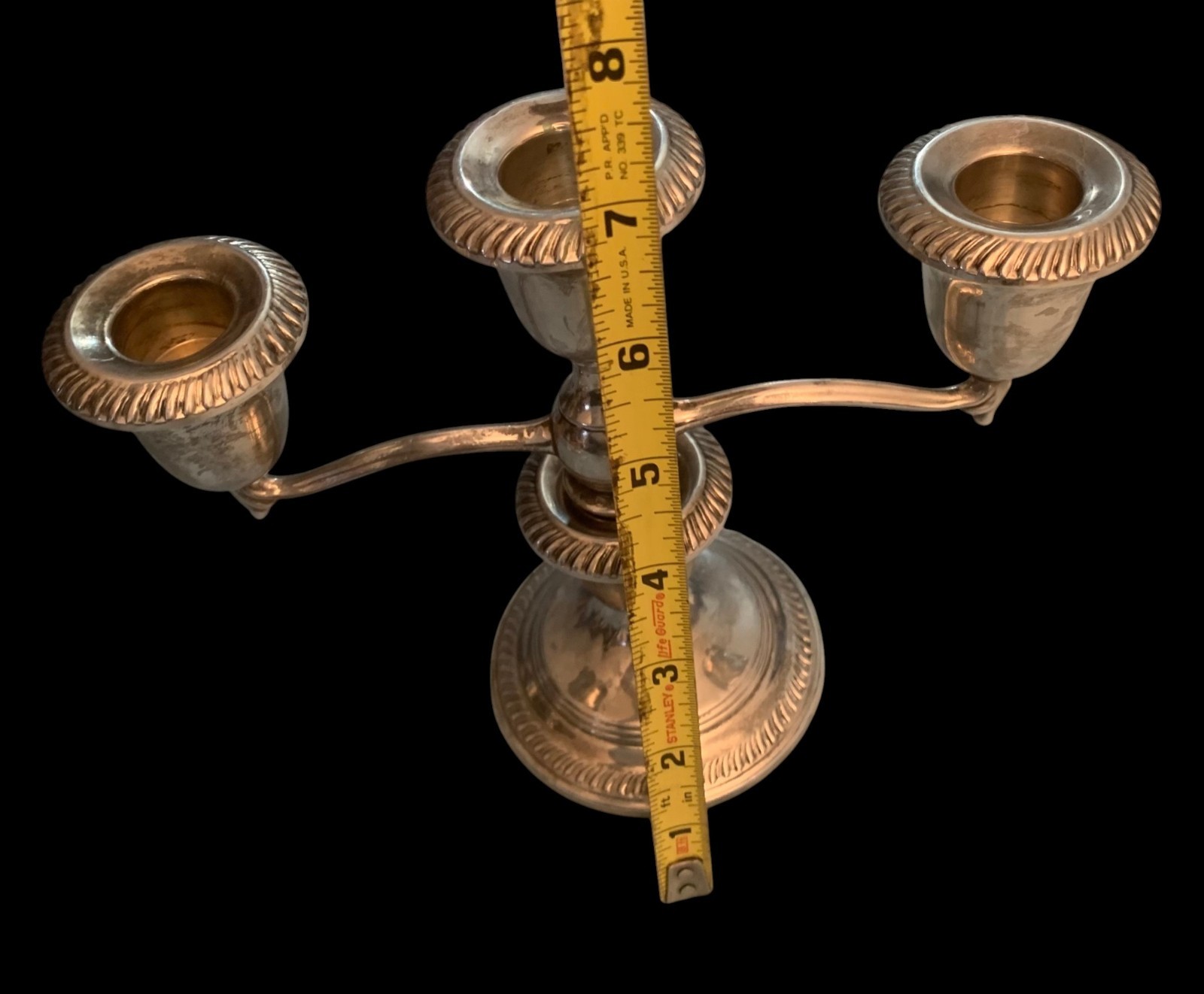 Sterling Silver Weighted "735" 3 Arm Candlestick Candelabra PAIR* HALLMARK