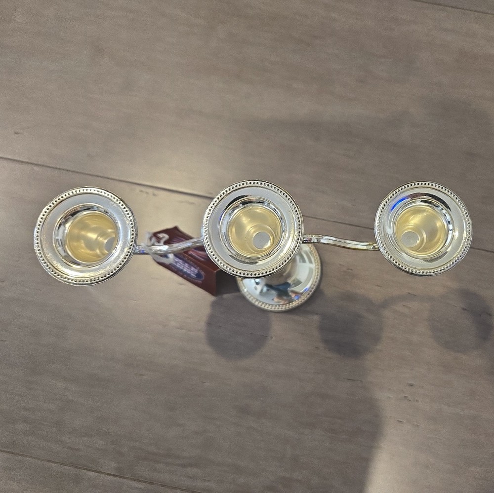 Vintage Silver Plated 3 Arm Candelabra Candle Holder Stick Queen Anne “Mayell”