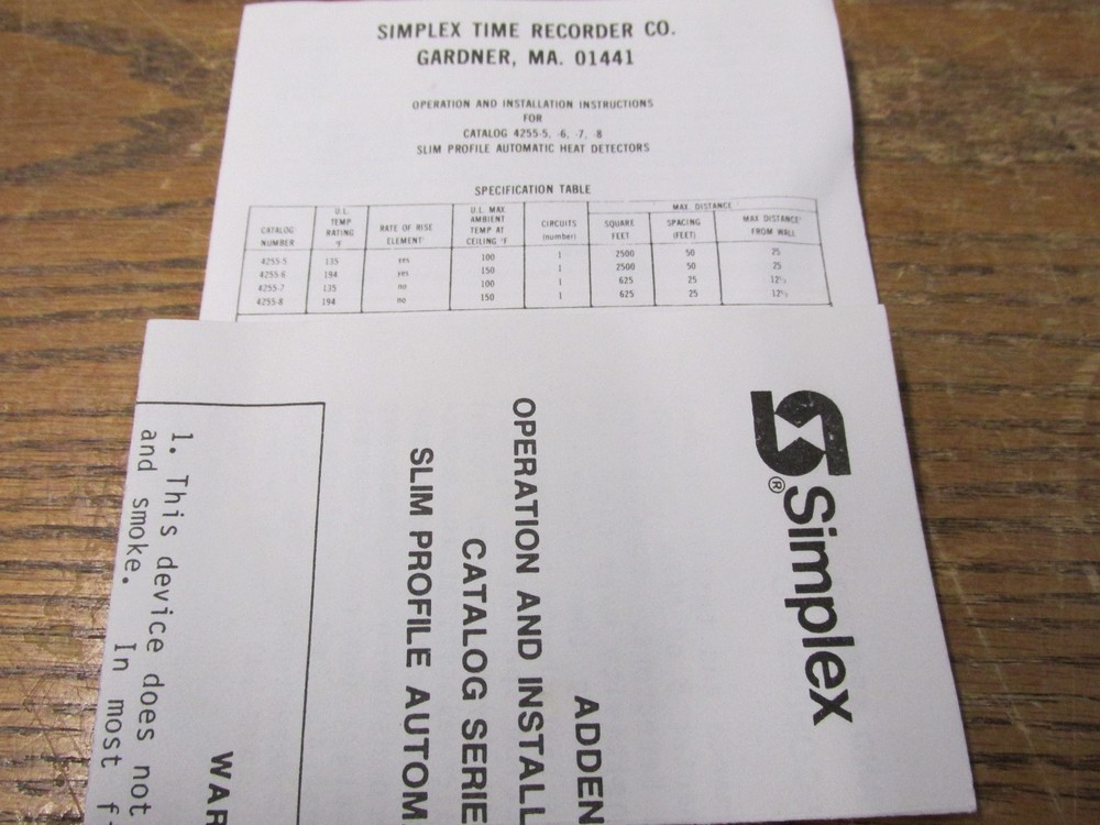 NEW NOS Simplex 477-079 Fire Detector Type 4255-5