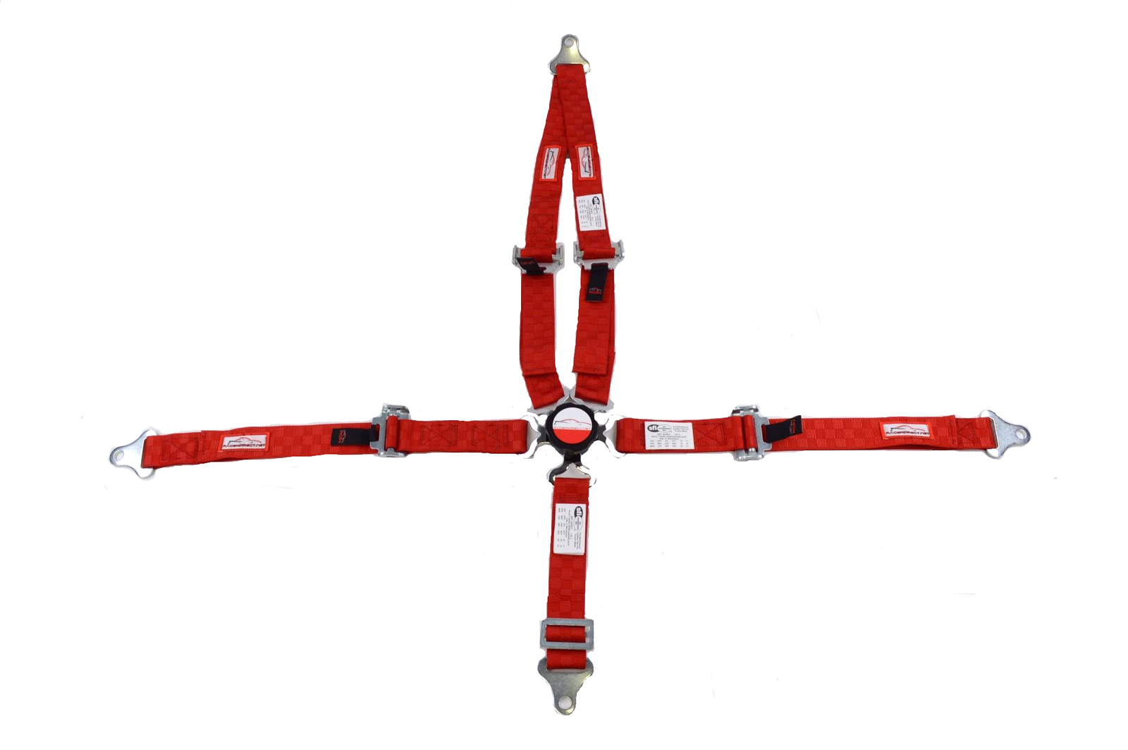 QUARTER MIDGET RACING HARNESS CAM LOCK 2" SFI 16.1 V MOUNT RED CHECKERBOARD