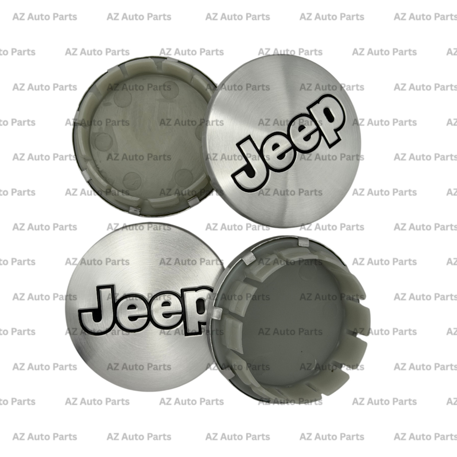Set of 4 55mm Silver Wheel Center Caps Black Emblem for Jeep Fits Most Models