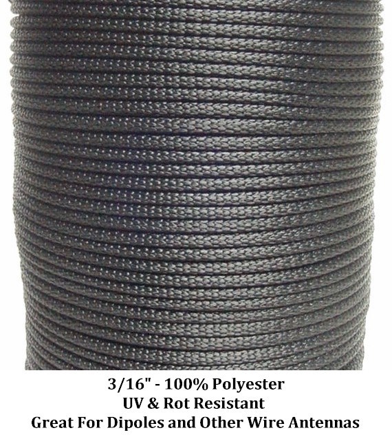 Antenna Support Rope, 200' 3/16" 100% Polyester, Doomsday Prepper, Dipole, Wire