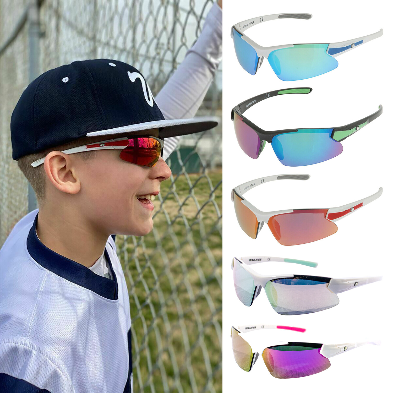 RAWLINGS Youth Sports Baseball Softball Sunglasses Durable 100% UV Boys Girls