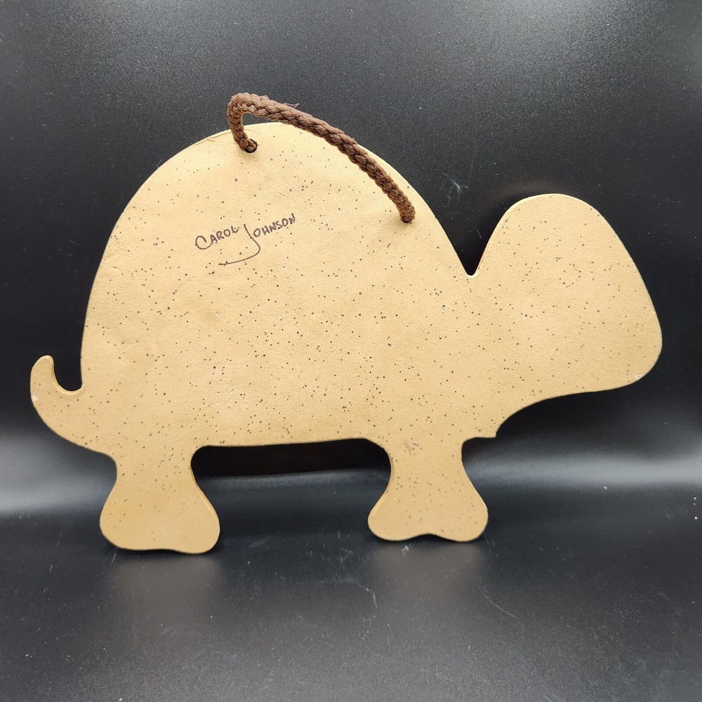Vintage Ceramic Turtle Wall Hanging with Hearts Pattern