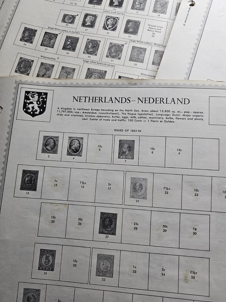 Minkus Blank Stamp Pages: Britain, Spain, Swiss, Netherlands, Denmark, Colonies