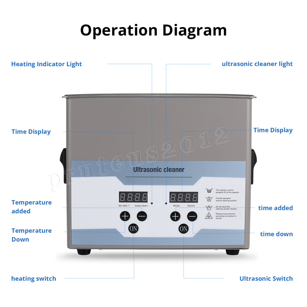 3.2L Ultrasonic Cleaner Heater Timer Basket Digital Sonic Heating Machine