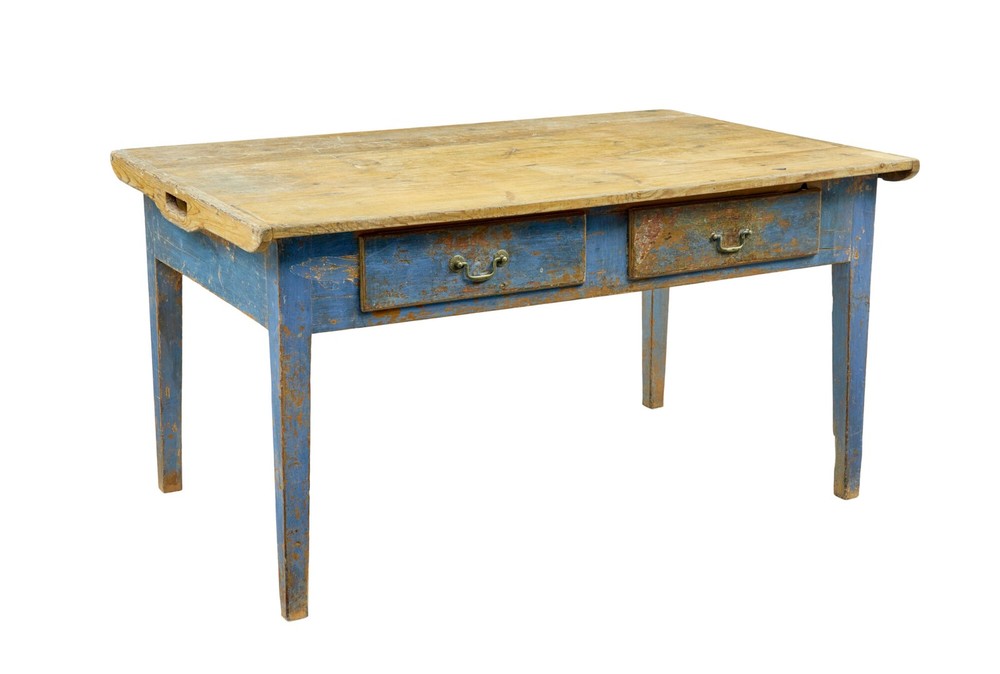 19TH CENTURY SCANDINAVIAN PAINTED PINE BAKERS TABLE