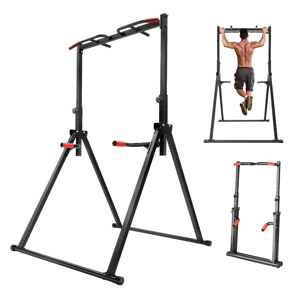 Foldable Pull Up Bar 5.74-7.55ft Height Adjustable Pull Up Dip Station Freest...