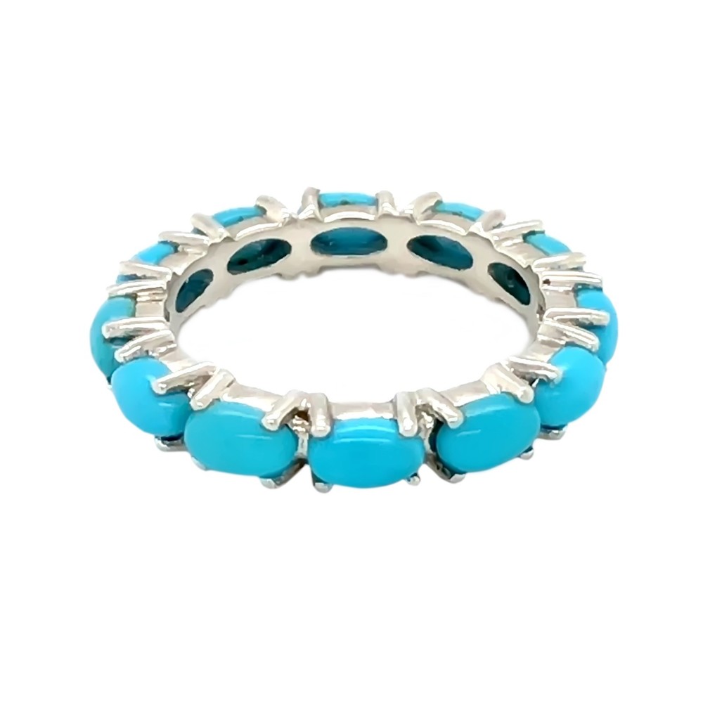 Sleeping Beauty Turquoise Ring 5x3mm Oval Sterling Silver 925 Band Stackable