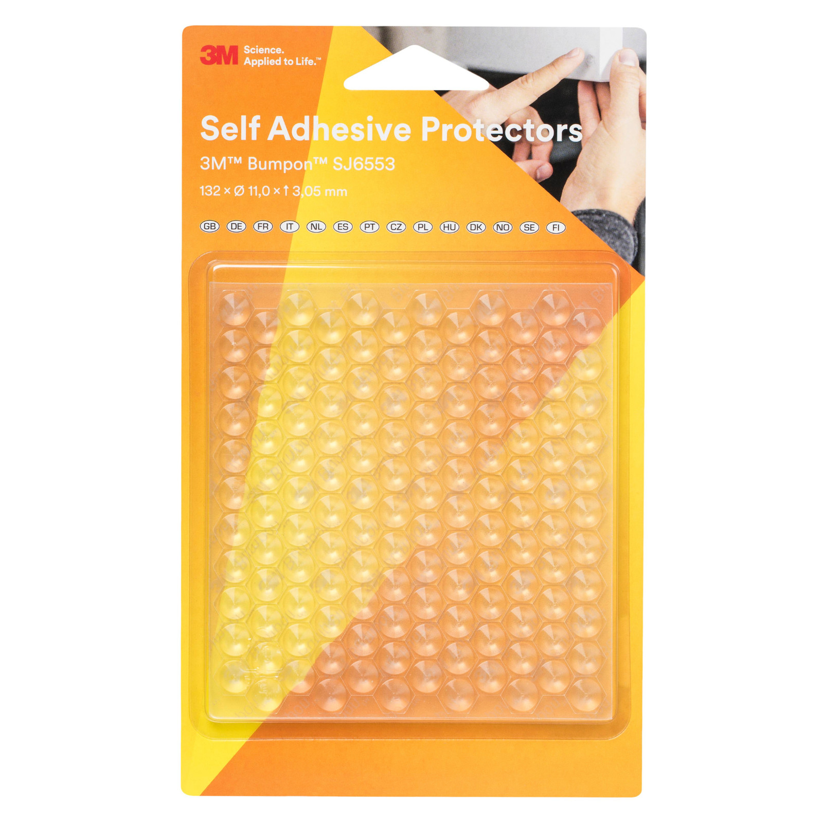 3M Bumpon Self-Adhesive Protectors [Hexagon/Cone]: 0.433 in. width x 0.12 in. th