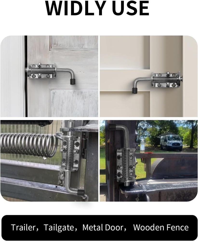 Spring Loaded Barrel Bolt for Gates - 1/2" x 6" - 2pcs