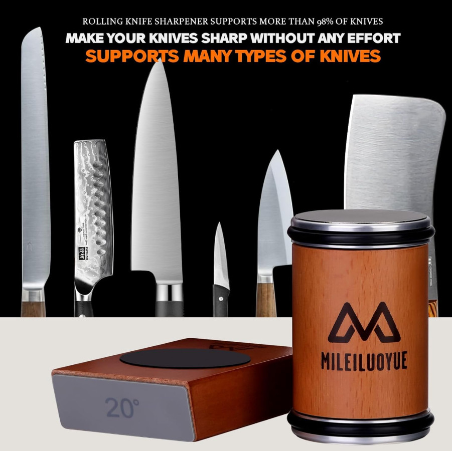 Rolling Knife Sharpener Set Diamond Ceramic Discs Professional Sharpening Kit US