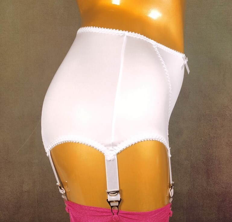 New Allacki 6 Straps Retro Satin Girdle Garter Belt Tummy Control Shapewear