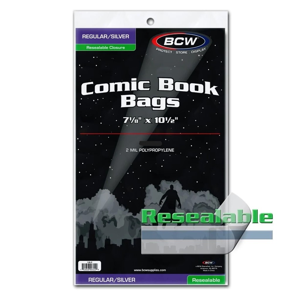 NEW (25 CT) BCW Silver / Regular Comic Bag-Resealable