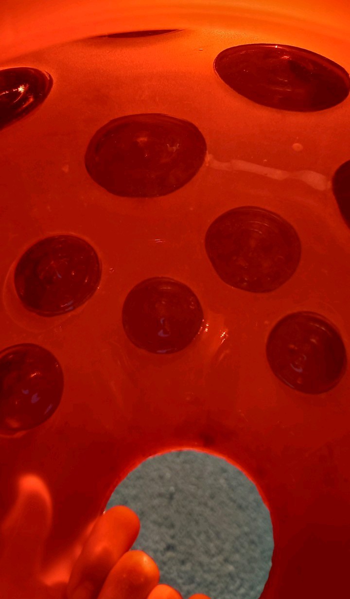 GIANT Antique Cranberry Red Frosted Dimple Optic Duplex Oil Lamp Shade, 4 Inch