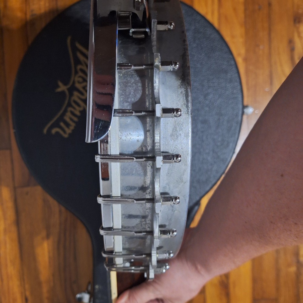 Oscar Schmidt OB-5 Banjo W/ Washburn Hard Leather Case & Extra Strings