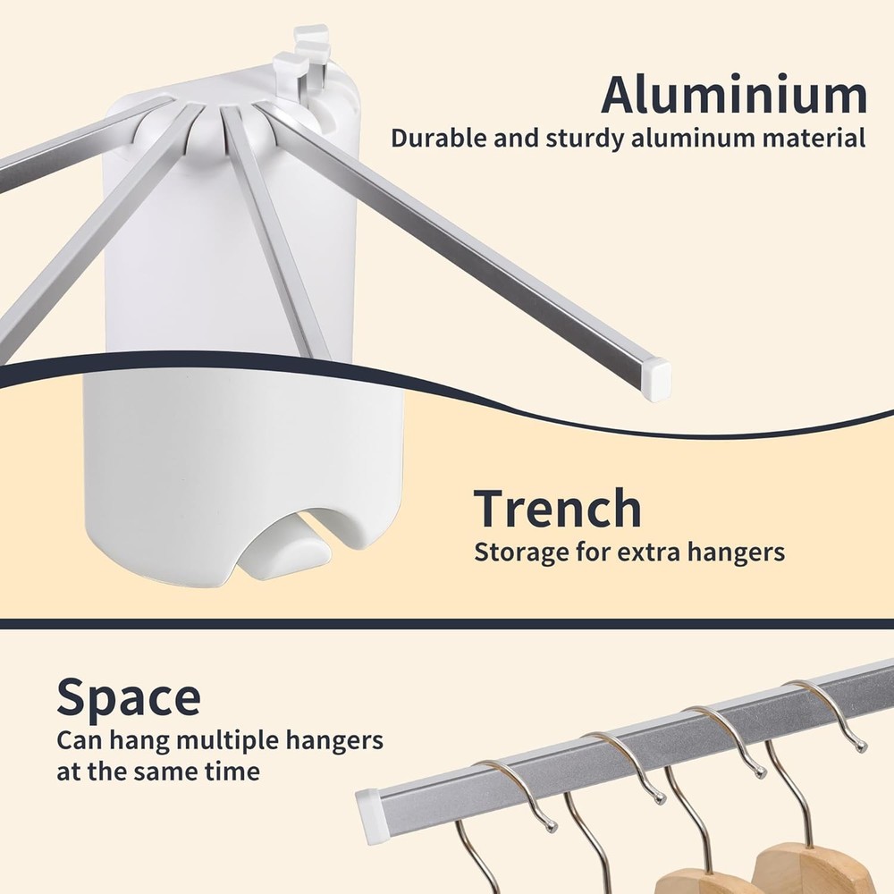 Wall-mounted tripod clothes drying rack, foldable, aluminium construction