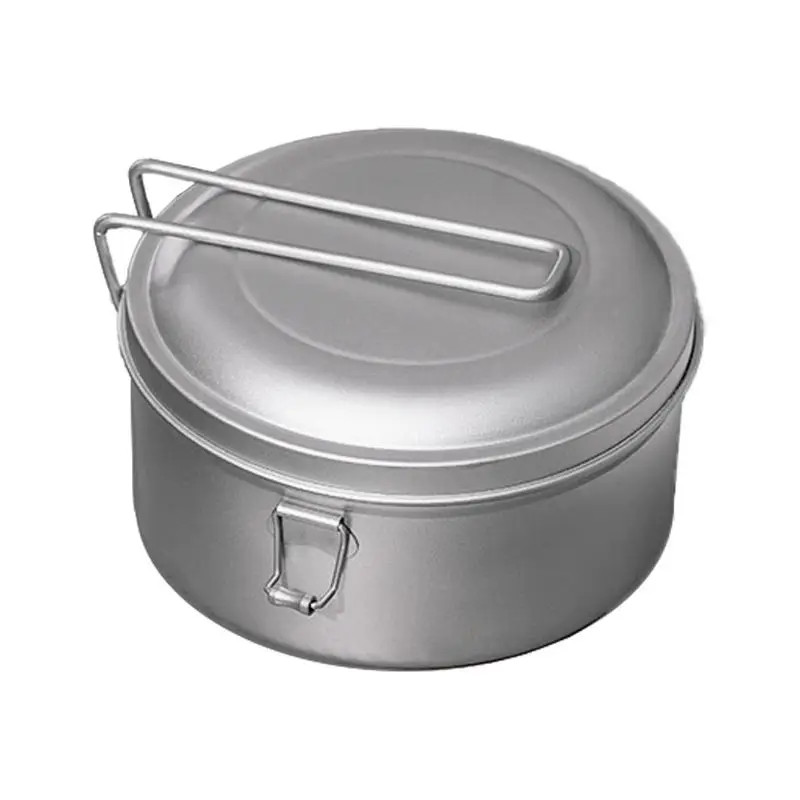 Titanium Round Lunch Box Double-Layer Folding Handle Outdoor Camping Office