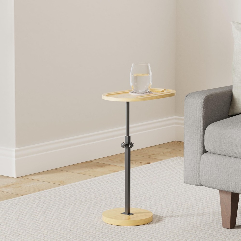 NiHome Bamboo Swivel Sofa Armrest Tray Table for Couch with Thickened Stable ...