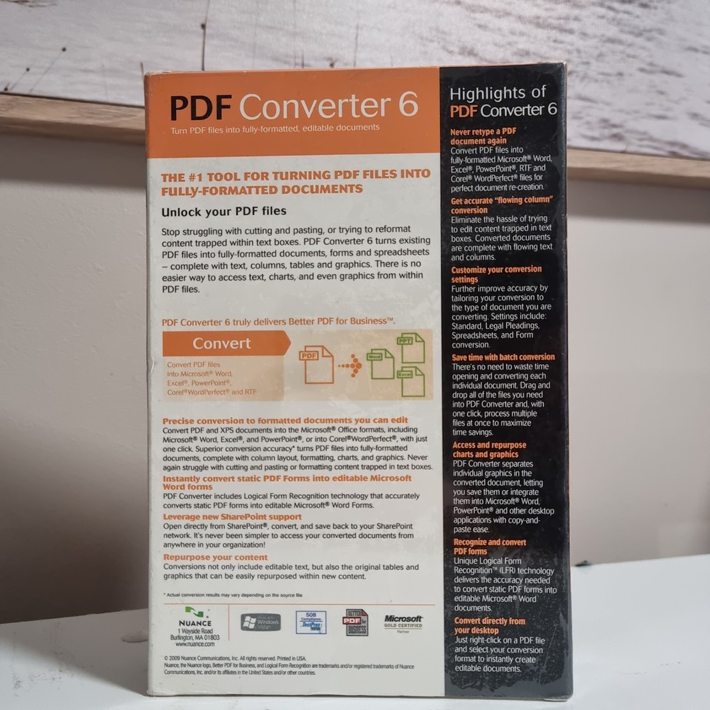 Nuance PDF Converter 6 Professional Software Retail