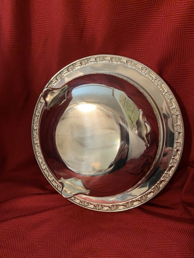 VINTAGE ONEIDA SILVERSMITH SILVER PLATED BOWL DISH FOOTED 10 1/2" IN DIAMETER