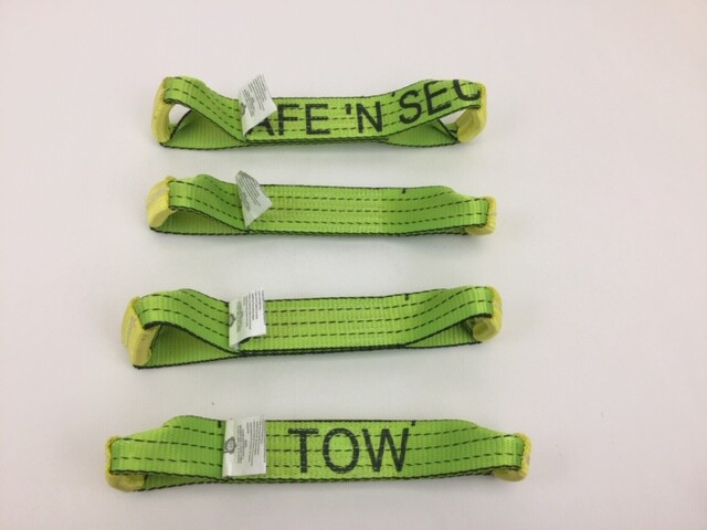8 pt Kit 14 Hi-VIZ TECNIC Webbing Rollback / Flatbed Car Tie-Down w/ Chain Tails