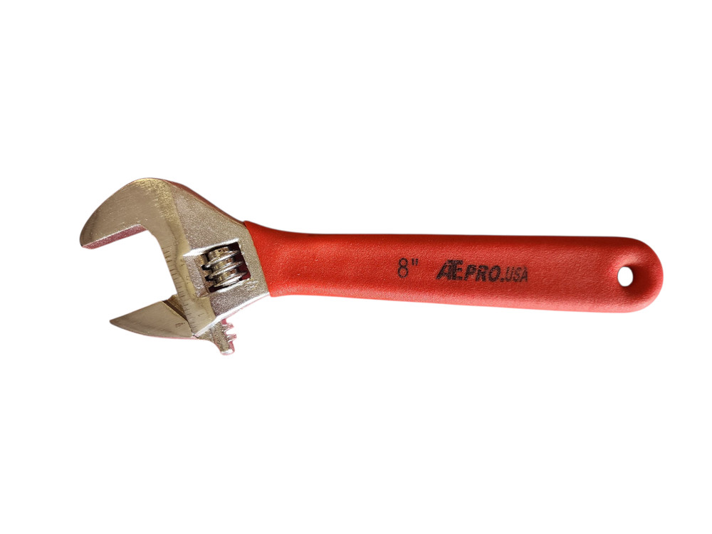 8" Red Soft Grip Adjustable Wrench up to 1"