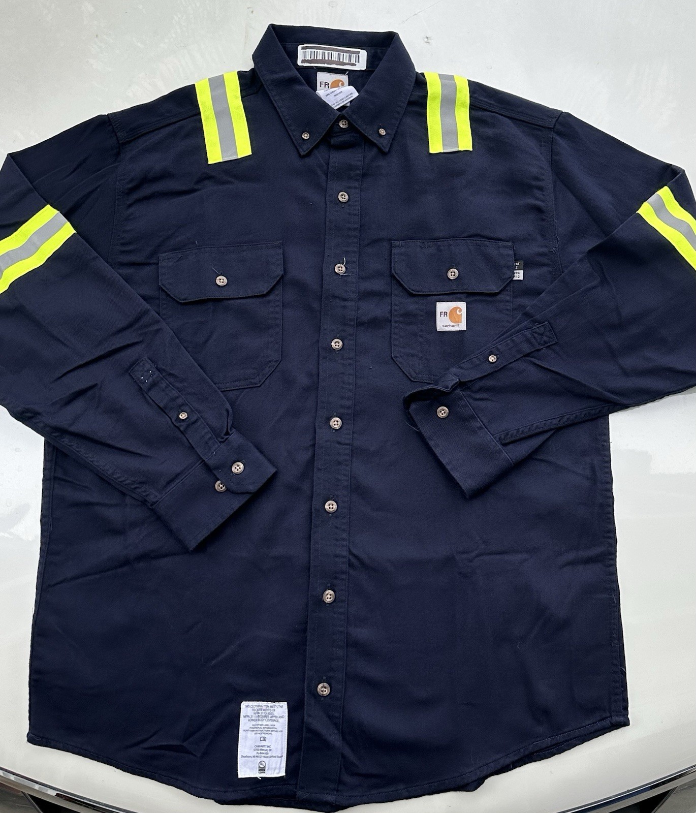 Carhartt FR Hi-Visibility Cotton Work Shirts Large Reg Lot of 2