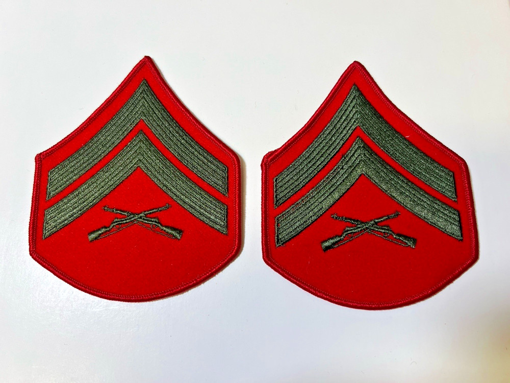 USMC Corporal Marines E4 Chevrons PATCH Set Dress Greens